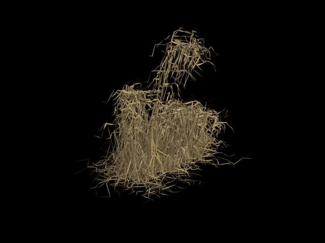 Bent Dry Grass, realistic 3D model, GLB